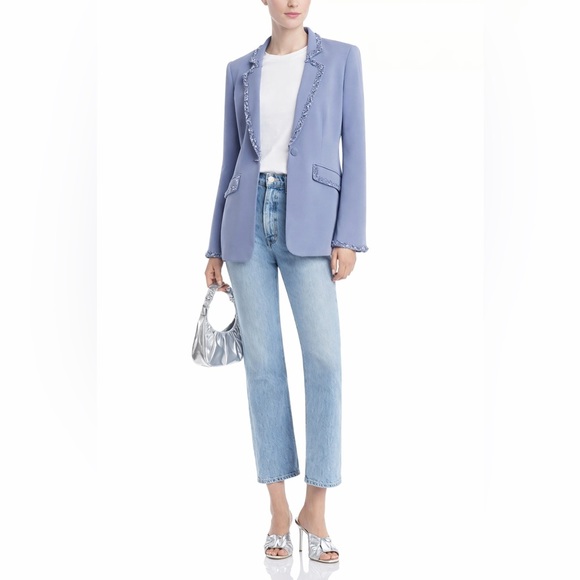 Cinq à Sept Kayden Beaded Blazer Slate Blue Size 8 NWOT Tailored Jacket